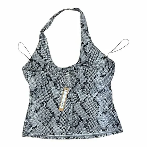 Brand New Skims Women's Size Medium Chrome Snakeskin Print Cling Matte Top - Picture 3 of 5